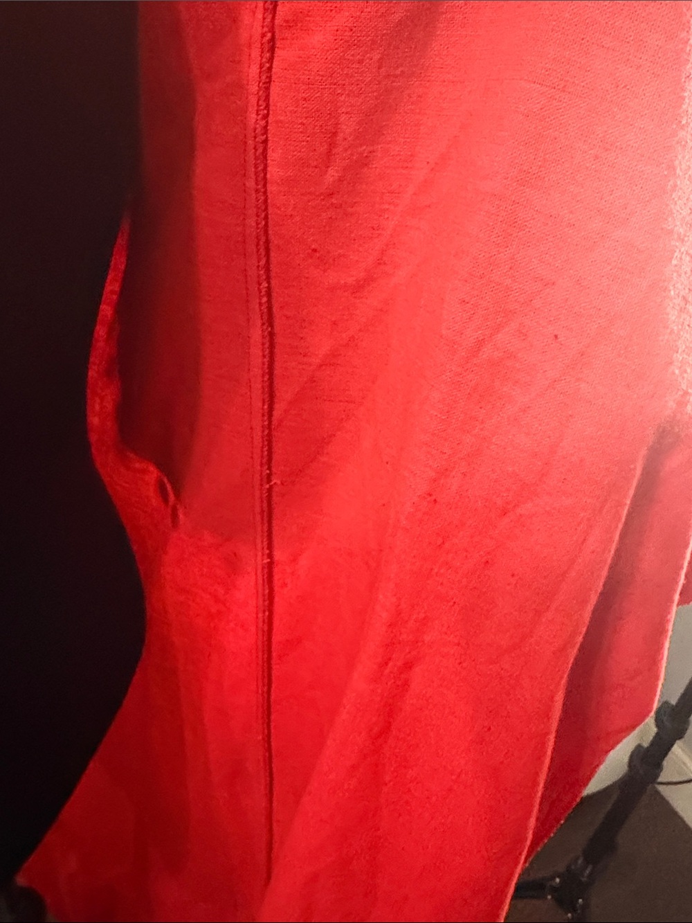 Source Unknown Red Long Sleeve Open-Front Dress with Black Trim - Picture 10 of 16